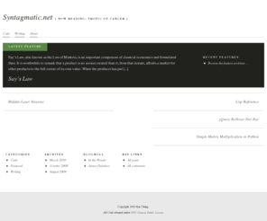 syntagmatic.net: Syntagmatic
Writings and code by an industrious hacker.