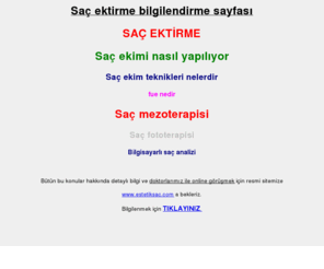 sacektirme.info: Saç ektirme, saç ekimi, sac ekim, fue nedir, fut tekniği, saç mezoterapisi, saç fototerapisi
saç ektirme, saç ekim, fue