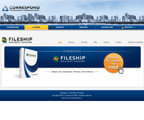 correspond.net: Fileship - dms, document management system, document management software, Germany, UK, USA | Correspond - Professional Communication
category: software, Name:fileship, Price: free document manager software