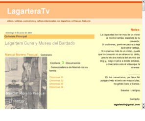 lagartera.net: Videos y noticias de Lagartera
Noticias, vdeos, costumbres, cultura , labores y bordados de Lagartera