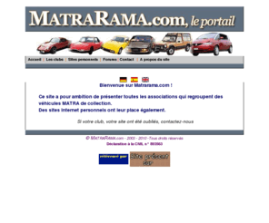 matrarama.com: Matrarama.com, le portail des voitures MATRA
Les clubs Matra