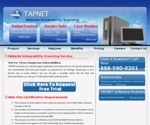 vulnerability-scanning.com: Vulnerability Scanning | Website Hacker Protection | TAPNET
Vulnerability Scanning by TAPNET has a partnered with a proven system developed by Online Trusted.