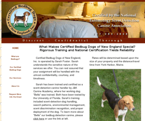 bedbug-dogs.com: Certified Bedbug Dogs of New England Handler, Sarah Foster
Discreet, Thorough Bedbug Scent Detection Services for Northern New England