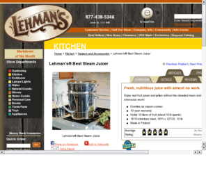 finnish-juicer.com: Lehman's - Finnish Juicer
Enjoy real fruit juices and jellies without the dreaded mess and strenuous work. Doubles as steam-cooker, 10-year warranty. Holds 10 liters of fruit (