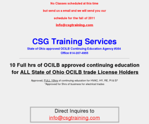 ocilb.info: CSG Training Services offering 10hr OCILB education
