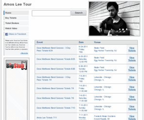 amosleetour.com: Amos Lee Tour - New 2011 Concert Dates - Get Tickets Now!
How to get Amos Lee Tour tickets. Find cheap tickets, premium tickets, ticket auctions, and more.