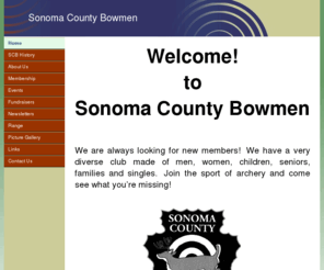 scbarchery.net: Sonoma County Bowmen
Sonoma County Bowmen has an archery range located at Lake Sonoma about 30 minutes north of Santa Rosa.