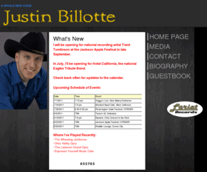 justinbillotte.com: The Official website for country music artist Justin Billotte
The Official website of country music artist Justin Billotte. Biographical information, show description, music, video and more. Lariat Records recording artist Justin Billotte