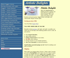 artisticdelights.com: indoor outdoor fountain supplies, misting foggers
