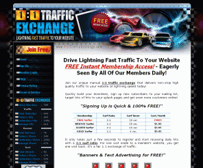 1to1trafficexchange.com: TRAFFIC SWOP! - Manual Traffic Exchange | Free Traffic Exchange | Top Traffic Exchange
Manual traffic exchange. Get FREE traffic to your website!