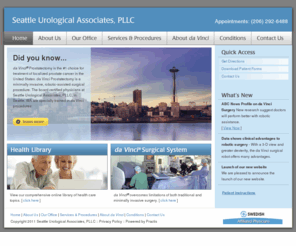 seattleuro.com: Seattle Urological Associates, PLLC - Seattle, WA - prostatectomy - kidney - cystectomy - da Vinci surgical system
Seattle Urological Associates is committed to providing quality urological care in a patient friendly setting. Since 1978, Seattle Urological Associates has been dedicated to serving the urological needs of Western Washington and the Pacific Northwest. 