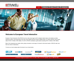 etraveli.es: eTRAVELi - European Travel Interactive
European Travel Interactive AB (eTRAVELi) are the online travel retailer with the highest market share in the Nordic countries, offering air tickets, hotel reservations and other travel-related services through multiple brands.