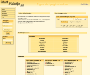 startpleintje.nl: Eigen startpagina maken
Welkom op StartPleintje.nl. Je eigen startpagina maken? Enorm veel mogelijkheden en eenvoudig in beheer!