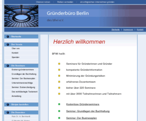 bfwi.de: bfwi e.V. - Gründerbüro Berlin - Seminare für Gründerinnen und Gründer
Gründerbüro Berlin des BFWI e.V.: Seminare für Gründerinnen und Gründer in Berlin