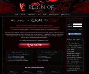 reignofblood.org: Vampire Games - Free Vampire MMORPG Online Game - Reign Of Blood
ReignOfBlood is a free online vampires game. Vampire quests, coven wars, game achievements & much more. Top voted vampires game for vampires.