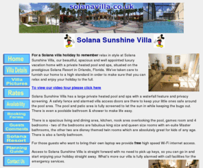 solanavilla.com: Solana Villa - home site to the stunning Solana Sunshine Villa
Looking for a Solana Villa? Solana Sunshine Villa is a luxury Orlando vacation villa with private heated pool and spa on Solana Resort, Orlando near Disney. Our Solana Villa
is a 4 bedroom 3 bathroom vacation villa on the gated Solana resort. Solana Sunshine  Villa is close to Disney and golf in Orlando.