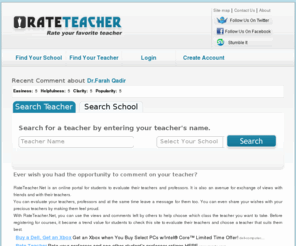 rateteacher.net: rate teachers,rate my teachers,rate professors,education teacher |rateteacher.net
RateTeacher.net is an educational tool for parent and students to rate there favorite teacher and also help out to other who want to learn with good teachers.