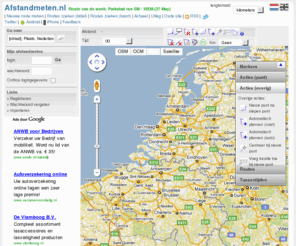 afstandmeten.nl: Afstand meten
De site om gelopen, gefietste of gewandelde routes na te meten, 
           op te slaan of van anderen te bekijken met behulp van Google Maps