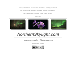 northernskylight.com: www.NorthernSkylight.com
Diese Web-Seite soll einen kleinen Einblick in die Welt der Nordlaender geben.