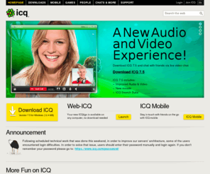 sim-icq.com: ICQ.com - Download ICQ 7.4 - the new ICQ version
Welcome to ICQ, the Instant Messenger! Download the new ICQ 7.4 with the new messaging history tool, download ICQ Mobile and play online games.