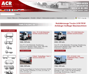 emilka.info: Nutzfahrzeuge Trucks LKW PKW Anhänger Auflieger Baumaschinen bei ACR-Juretzki Nutzfahrzeughandels GmbH
Nutzfahrzeuge Trucks LKW PKW Anhänger Auflieger Baumaschinen, Busse, Traktoren, Vans, verkaufen, kaufen, LKW Anhänger, Auflieger, Semi, Traktor, Bus,Baumaschinen, Gabelstapler, Landwirtschaftliche Geräte