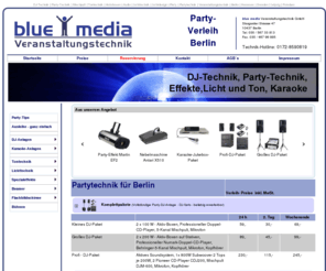 party-mieten.de: Party Verleih Berlin - Hier knnen Sie alles fr Ihre Party ausleihen! Tontechnik, Lichttechnik, Partytechnik, Veranstaltungstechnik - blue media Veranstaltungstechnik Berlin
Sie mchten eine Party machen? Wir haben die richtige Anlage fr Sie. Hier knnen Sie alles fr Ihre Party ausleihen!