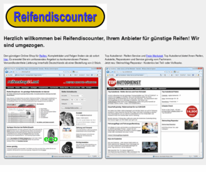 reifendiscounter.com: Reifen Discounter
Reifen Discounter - Günstiger Online-Shop für Reifen, Kompletträder und Felgen.