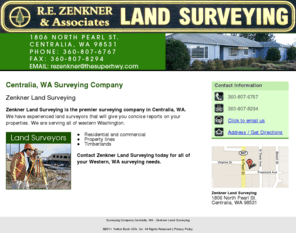 zenknersurveying.com: Surveying Company Centralia, WA - Zenkner Land Surveying
Zenkner Land Surveying provides land surveyors for residential and commercial properties in Centralia, WA. Serving all of western Washington. Call 360-807-6767.