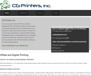 cgprinters.com: CG Printers, Albuquerque Printing, offset
CG Printers, Albuquerque, albuquerque printing, printing, offset printing, digital printing, color printing