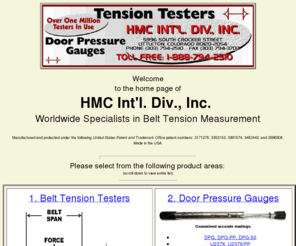 hmc-international.com: HMC International Div., Incorporated
Worldwide specialists in Belt Tension Measurement.