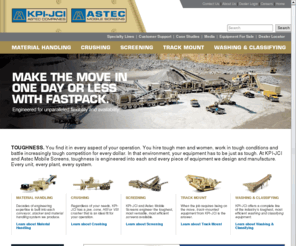 kolbergpioneer.com: KPI-JCI | Astec Mobile Screens | Providing innovative solutions for the
material handling, mining, quarry and recycle industries
KPI-JCI and Astec Mobile Screens designs, engineers and manufactures a full line of quality crushers, screens, track-mounted equipment, washing and classifying equipment and material handling equipment for the mining, aggregate, asphalt and paving industries.