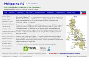 philipinepi.com: Philippine PI™ - Philippines Private Investigators - Philippines Background Checks
Philippine PI conducts professional Philippines background checks, surveillance and private investigations throughout the Philippines.