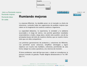 mifartole.com: Rumiando mejoras 
La empresa Mifartole, ha decidido poner en el mercado su oferta de soluciones, rumiando todas las sugerencias de posibles mejoras que caben en la imaginación de nuestros creativos e ingenieros.