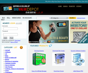 thebigvaludepot.com: Online Auction Site BigValueDepot | The eBay, ubid, and ebid Alternative Where You Can List 5 Free Listings or start your own webstore!
Buy and sell antiques, books, clothing, collectibles, jewelry, sporting goods, cameras, electronics, cars, motorcycles, and everything else on bigvaluedepot, home of zero final valuation fees. Sign up and start buying and selling - at bigvaluedepot.com