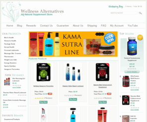 wellnessalternatives.com: Wellness Alternatives All Natural Supplement Store
Wellness Alternatives sells an extensive line of all natural supplements including Nasutra,Testarol Testosterone Supplement, Sylk Personal Lubricant, M drive, Add Lib and Carrageenan products. Our products help increaseing energy, stamina and libido.