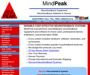 mindpeak.com: Neurofeedback Equipment | Neurofeedback Software | Neurofeedback Games
Cost-effective Neurofeedback and Biofeedback systems.  Hardware, software, accessories, and documentation included.  Reads EEG, EKG, EMG and GSR