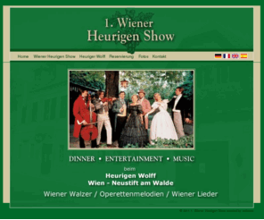 heuriger.com: 1. Wiener Heurigen Show
Die 1. Wiener Heurigenshow mit Dinner, Entertainment und Musik, eine auf hchstem Niveau gelungene Kombination aus Wiener Walzer, Operette und dem Wiener Heurigen.