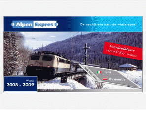 alpenexpres.nl: Alpen Expres - Euro Express Treincharter B.V.
De Alpenexpres, de wintersport trein naar Oostenrijk, Zwitserland, Frankrijk en Italie