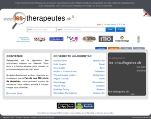 les-therapeutes.ch: Les thérapeutes en Suisse - Swissportail, l'information en 2 clics!
thérapeutes en Suisse sont sur Swissportail, l'information en 2 clics!