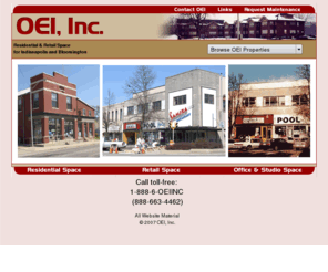 spenceroh.info: OEI, Inc : residential apartments, retail and commercial space for Indianapolis and Bloomington, Indiana.
OEI, Inc. provides residential apartments, retail and commercial space for Indianapolis and Bloomington Indiana.