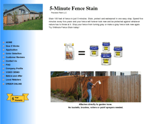 fiveminutefence.com: 5-Minute Fence Stain
Stain 100 feet of fence in just 5 minutes. Highest quality wood stain and easy cleanup.