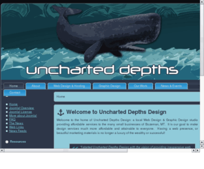 uncharted-depths.net: Uncharted Depths Design
Uncharted Depths Design is an affordable graphic design studio catering to small businesses who couldn't otherwise afford graphic design services.