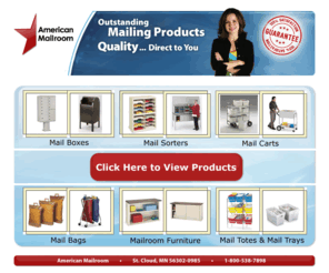 americanmailroom.com: American Mailroom - Outstanding Mailing Products Direct to You
Mail boxes, Mail sorters, Mail carts, Mail bags, Mailroom furniture, Mail totes, & Mail trays from American Mailroom - Quality shipped direct to you.