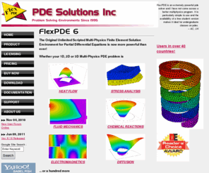 pdesolutions.com: FlexPDE finite element model builder for Partial Differential Equations
FlexPDE, a general purpose scripted finite element model builder for partial differential equations.