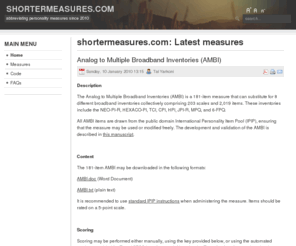 shortermeasures.com: shortermeasures.com: Latest measures
Abbreviating personality measures since 2010.