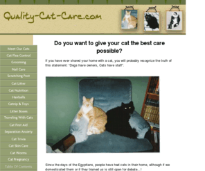 qualitycatcare.com: Quality Cat Care, One Step At A Time
A complete guide to unraveling the mysteries of your cat - from feeding and health care to toys and grooming.  It's everything a cat lover needs!