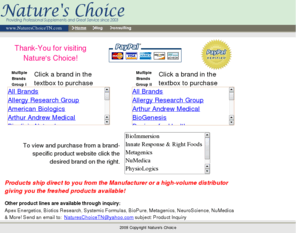 natureschoicetn.com: Nature's Choice Home
Professional Grade Nutritional Supplements at Reasonable Prices.