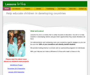 lessons4life.co.uk: Lessons for Life: Home
Lessons for Life Charity providing education for children in developing nations