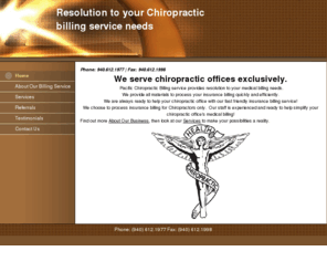 chiropractorbilling.com: Chiropractic insurance billing service
Chiropractic medical insurance billing service for Chiropractors.