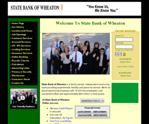 sbwheaton.com: State Bank of Wheaton Home Page
State Bank of Wheaton Home Page